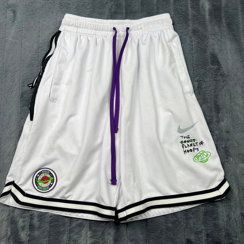 Nike Mens Dri-FIT Planet of Hoops Basketball Shorts White Purple CV1912-100 S